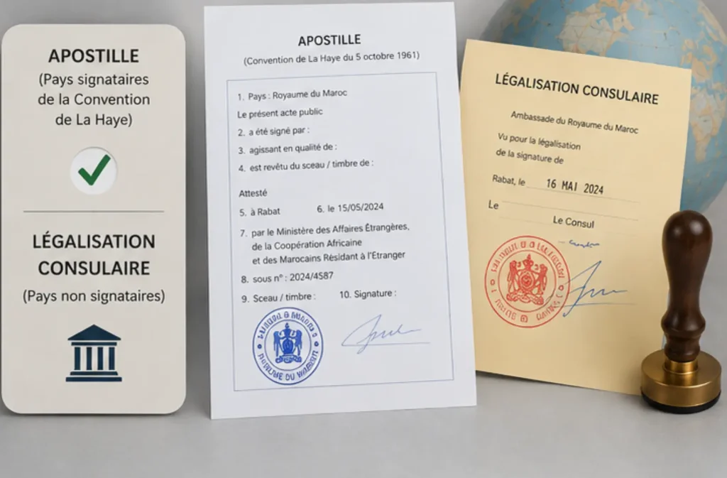 Apostille et légalisation document Maroc